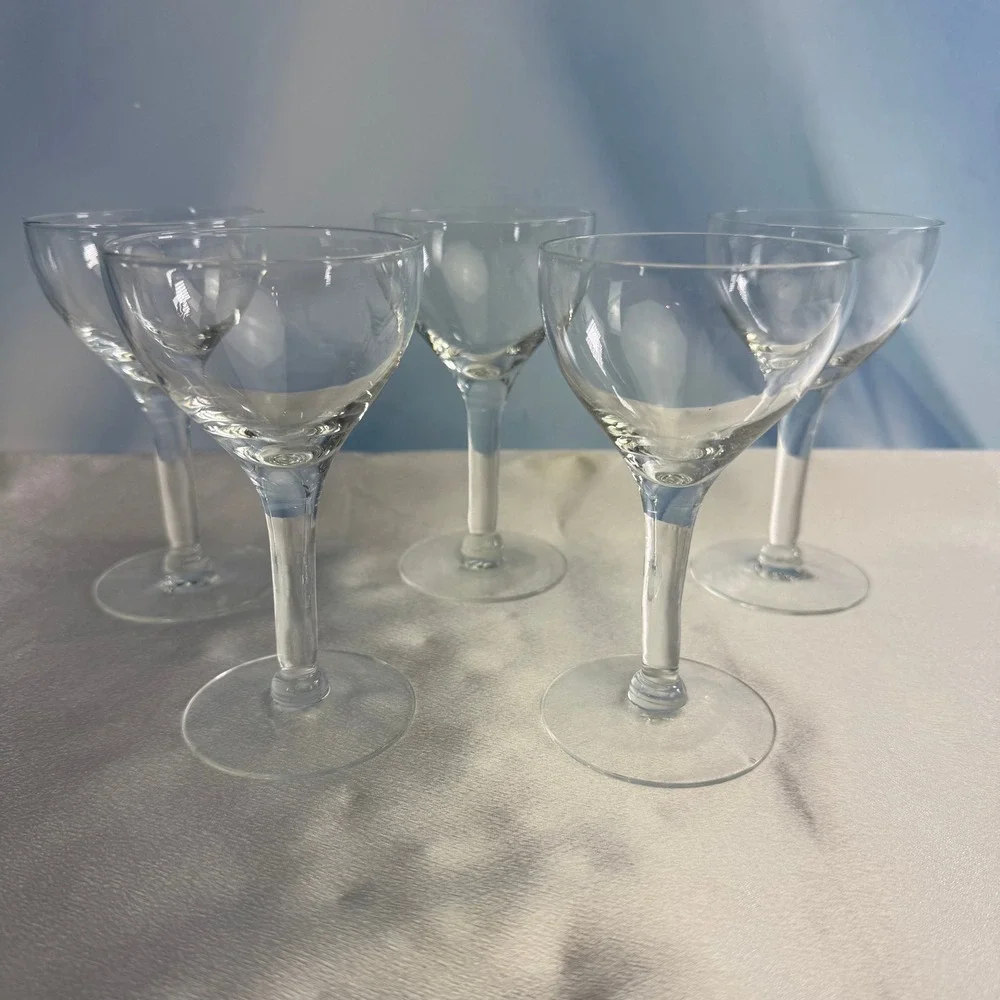 Vintage Cocktail Shot Glasses Set of 5 Clear Glass 4.75